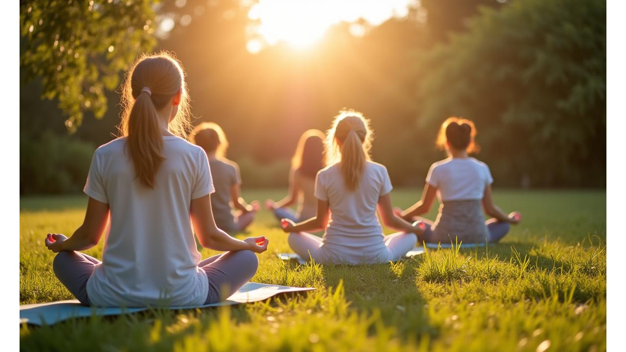 Diverse wellness activities showing holistic health services like yoga, healthy eating, and mindfulness